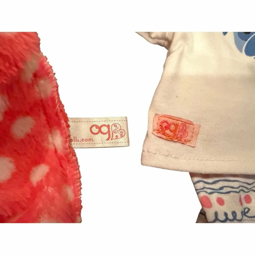 Our Generation Snuggle Up Set for 18 Inch Doll Pajamas Robe Slippers Pug